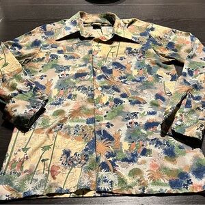 Vintage Novelty Print Button-Down Shirt